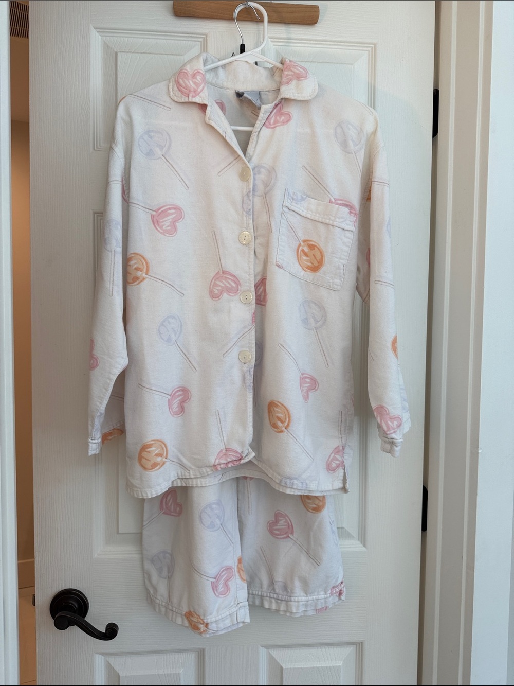Planet Sleep Vintage 1990s Lollipop Print Pajama Set Sz S